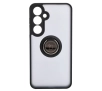 Etui Bizon z uchwytem na palec Hybrid Ring do Galaxy S25 Plus / S24 Plus Przydymione z czarną ramką