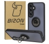 Etui Bizon z uchwytem na palec Hybrid Ring do Galaxy S25 Plus / S24 Plus Przydymione z czarną ramką