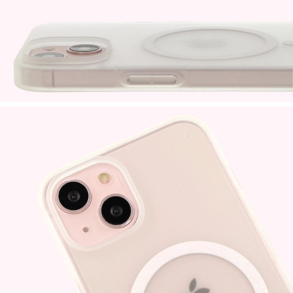 Etui Bizon MatteO z MagSafe do iPhone 14 / iPhone 13 Półprzezroczyste z przezroczystą ramką