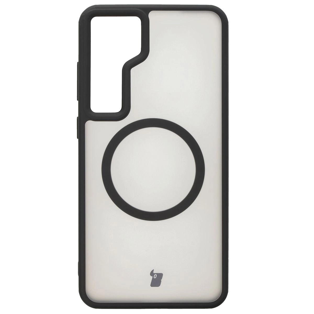 Etui Bizon MatteO z MagSafe do Samsung Galaxy S24 Plus Półprzezroczyste z czarną ramką