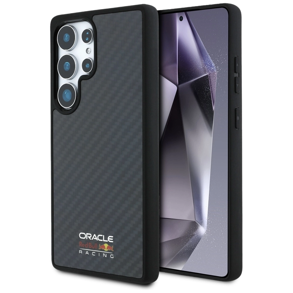 Etui Red Bull Racing Real Carbon Fiber Shiny Logo MagSafe do Galaxy S25 Ultra Czarny