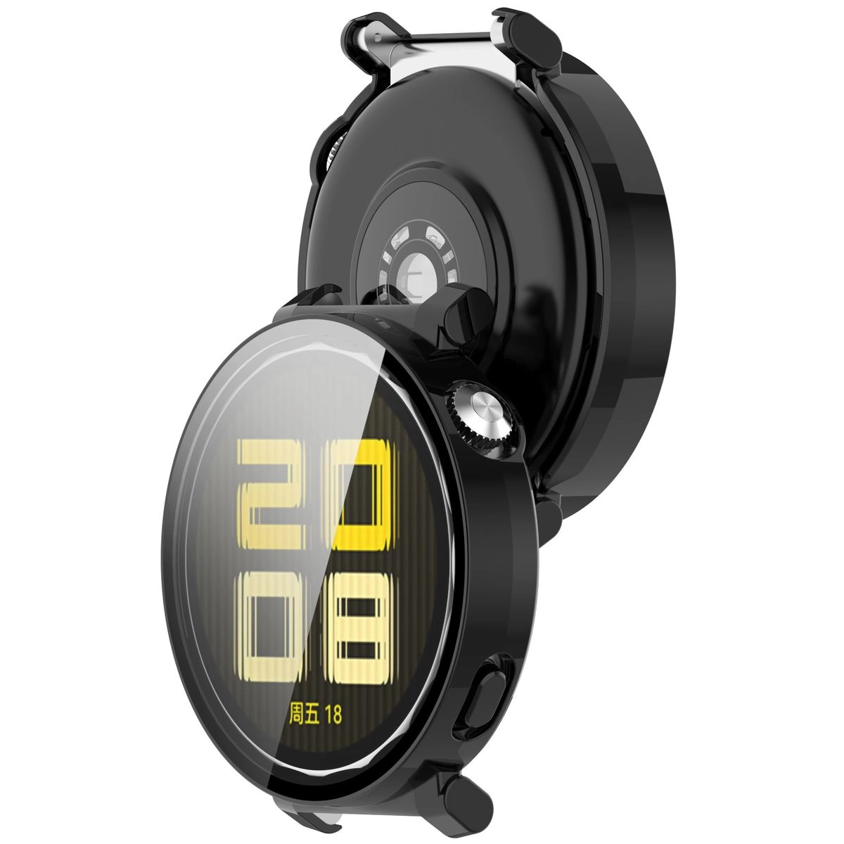 Nakładka na tarczę Bizon ze szkłem do Huawei Watch GT 5 Pro 42mm Czarny