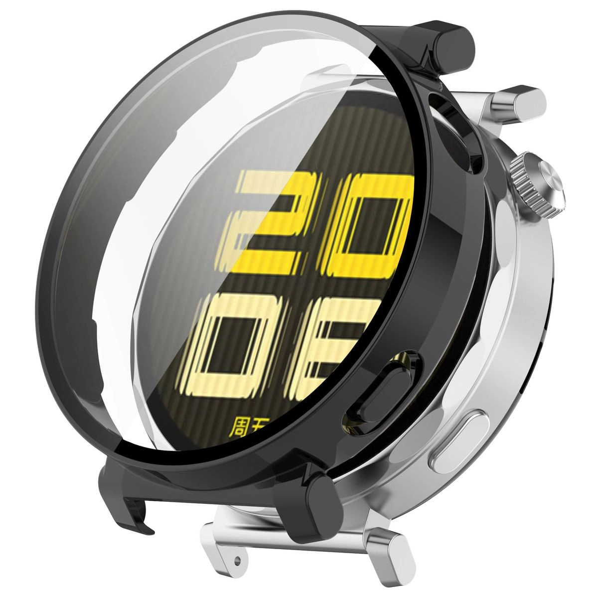 Nakładka na tarczę Bizon ze szkłem do Huawei Watch GT 5 Pro 42mm Czarny