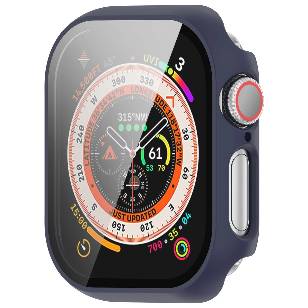 Nakładka na tarczę Bizon ze szkłem do Apple Watch 10 46mm ciemnoNiebieski