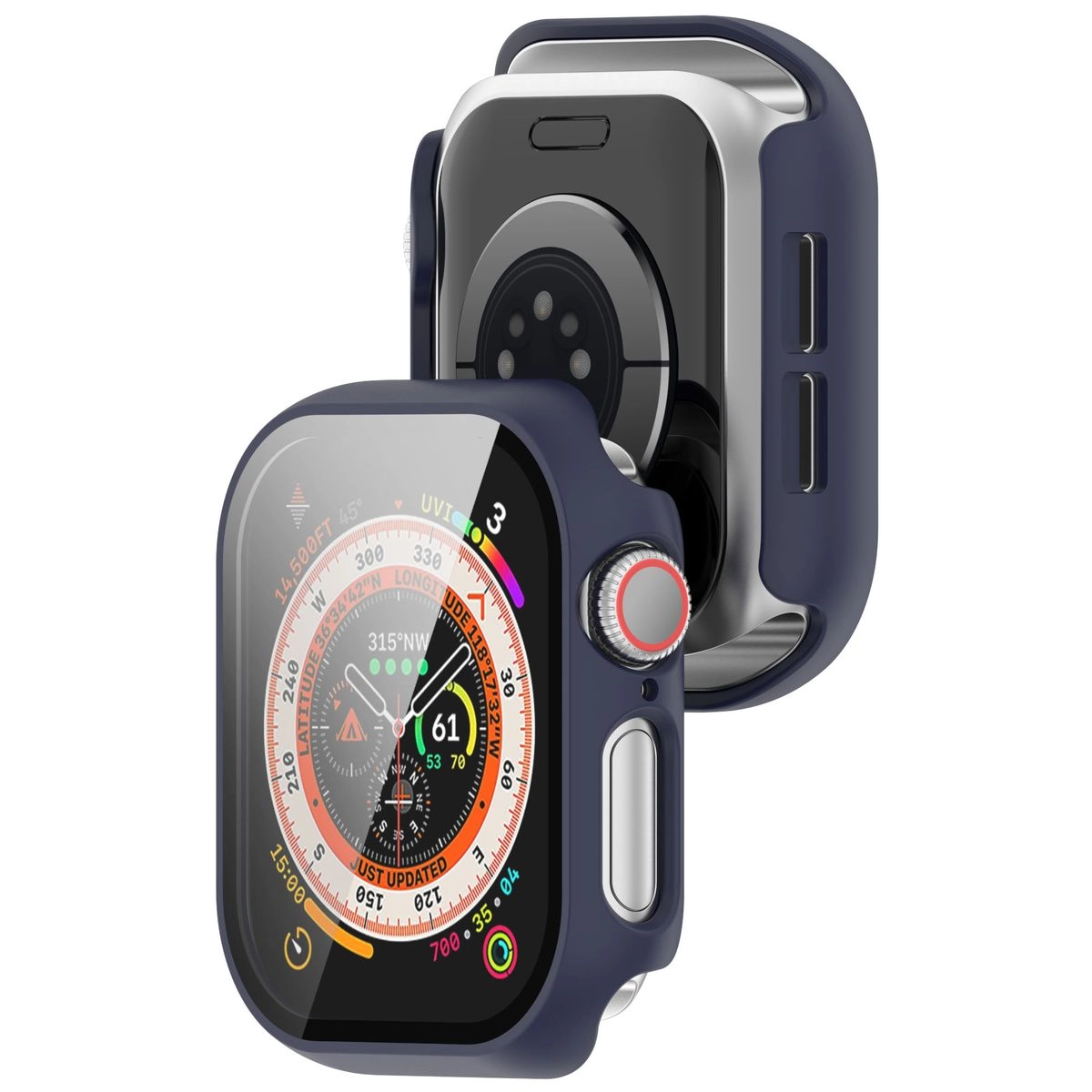 Nakładka na tarczę Bizon ze szkłem do Apple Watch 10 46mm ciemnoNiebieski