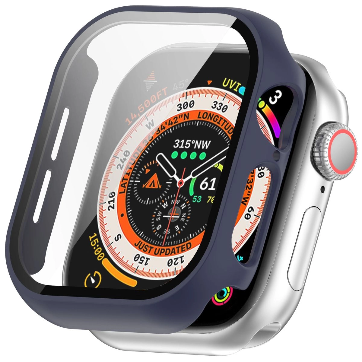 Nakładka na tarczę Bizon ze szkłem do Apple Watch 10 46mm ciemnoNiebieski