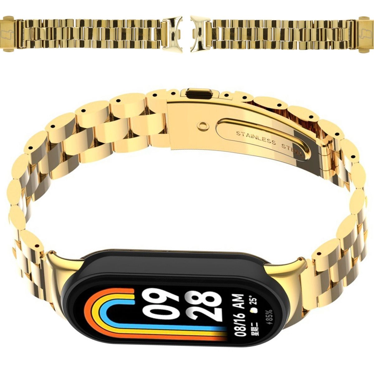 Bransoleta Bizon ze stali nierdzewnej Aura do Xiaomi Smart Band 9/9 NFC/8 Złoty