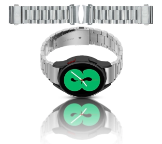 Bransoleta Bizon ze stali nierdzewnej Aura do Samsung Galaxy Watch FE/7/6/6 Classic/5/5 Pro/4/4 Classic Srebrny