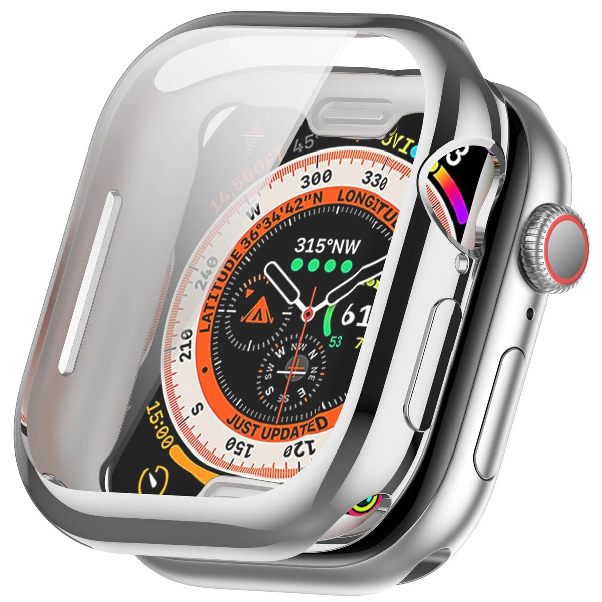 Nakładka na tarczę Bizon Felipe do Apple Watch 10 42mm Srebrny