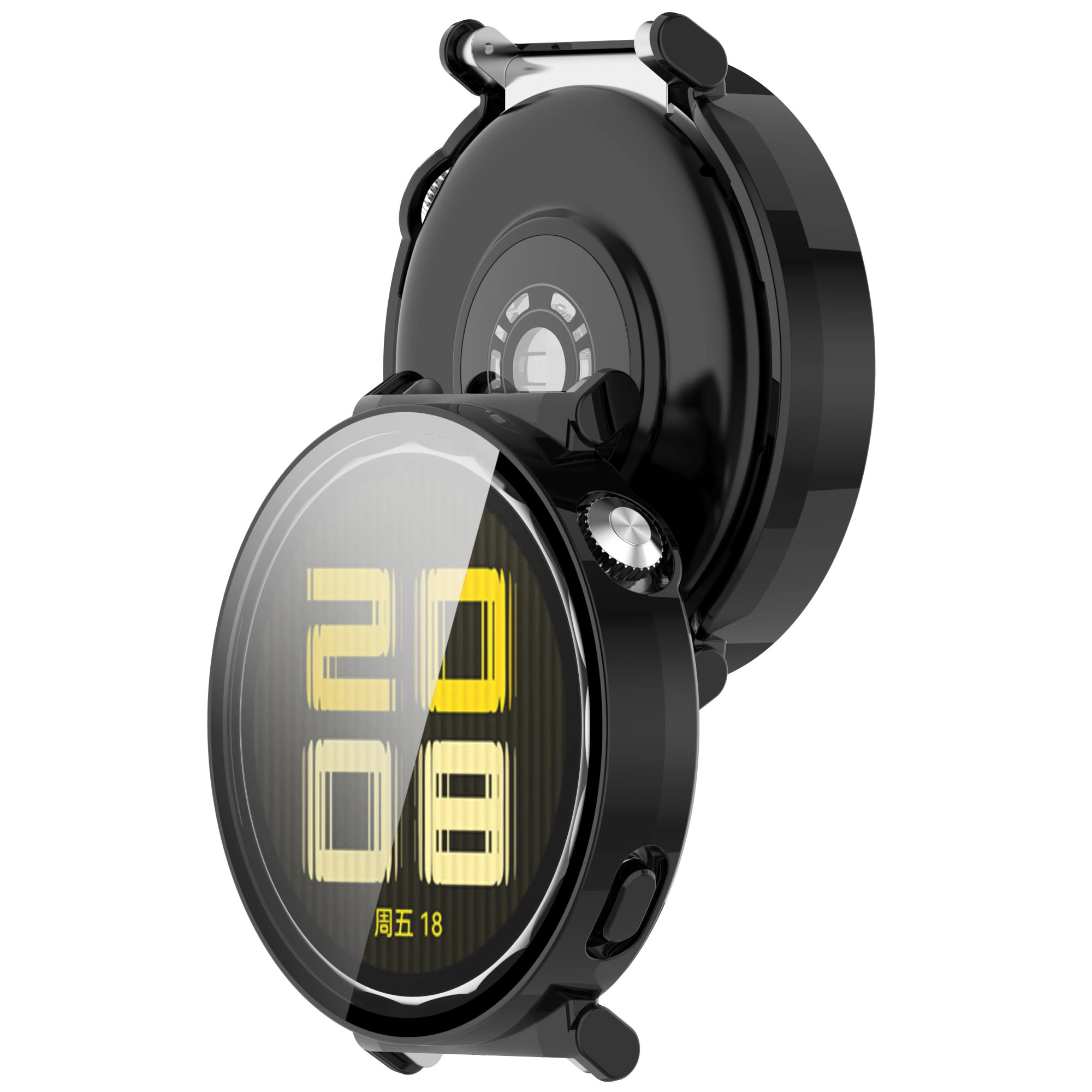 Nakładka na tarczę Bizon ze szkłem do Huawei Watch GT 5 41mm Czarny matowy