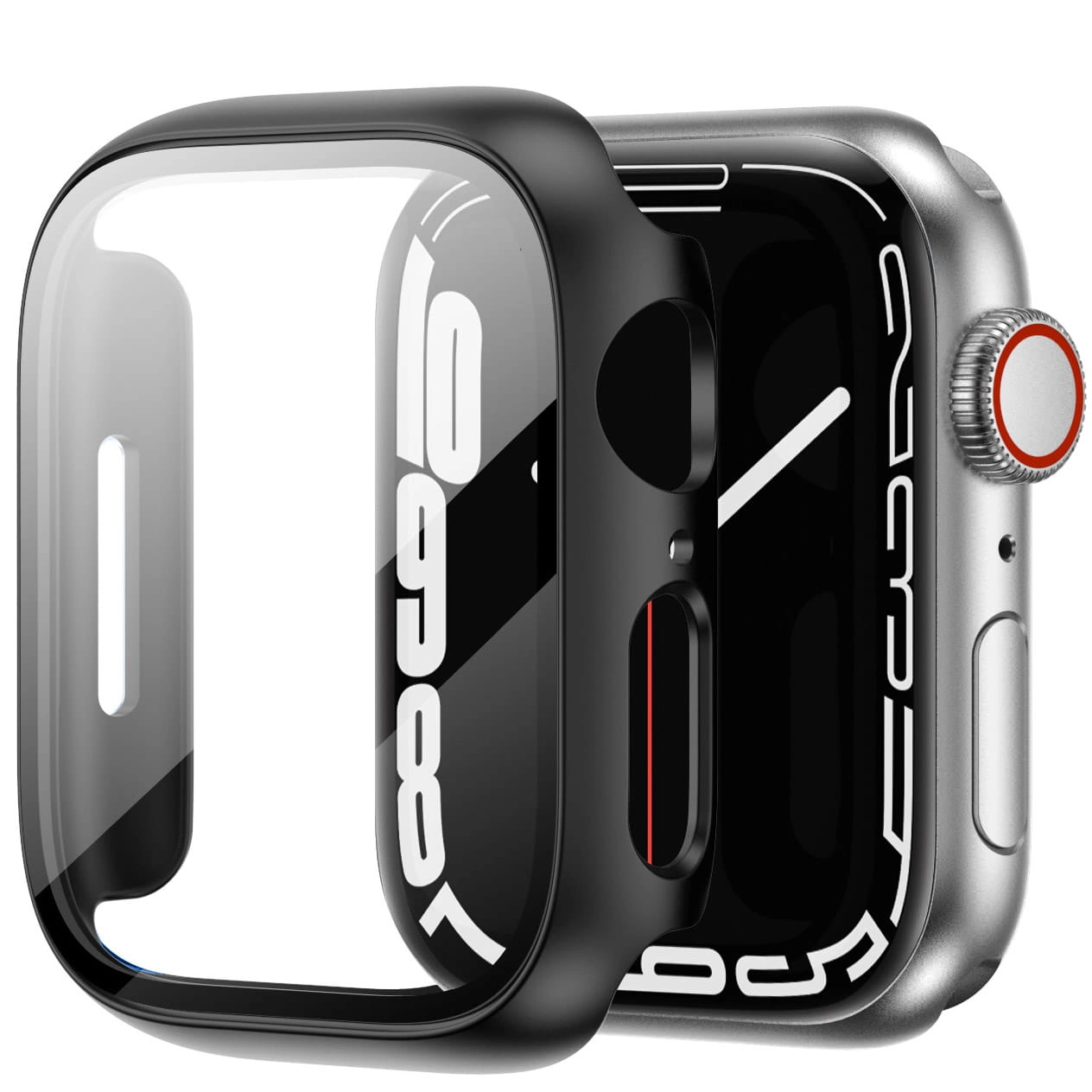 Nakładka na tarczę Bizon ze szkłem do Apple Watch 9/8/7 41mm Czarny