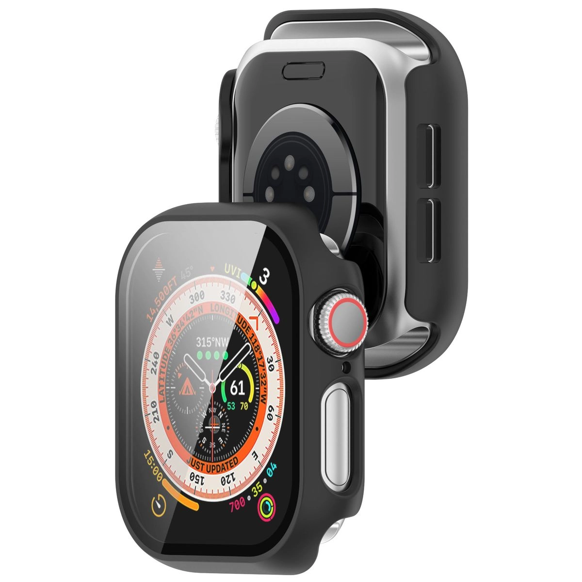 Nakładka na tarczę Bizon ze szkłem do Apple Watch 10 46mm Czarny