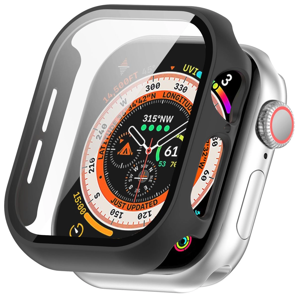 Nakładka na tarczę Bizon ze szkłem do Apple Watch 10 46mm Czarny