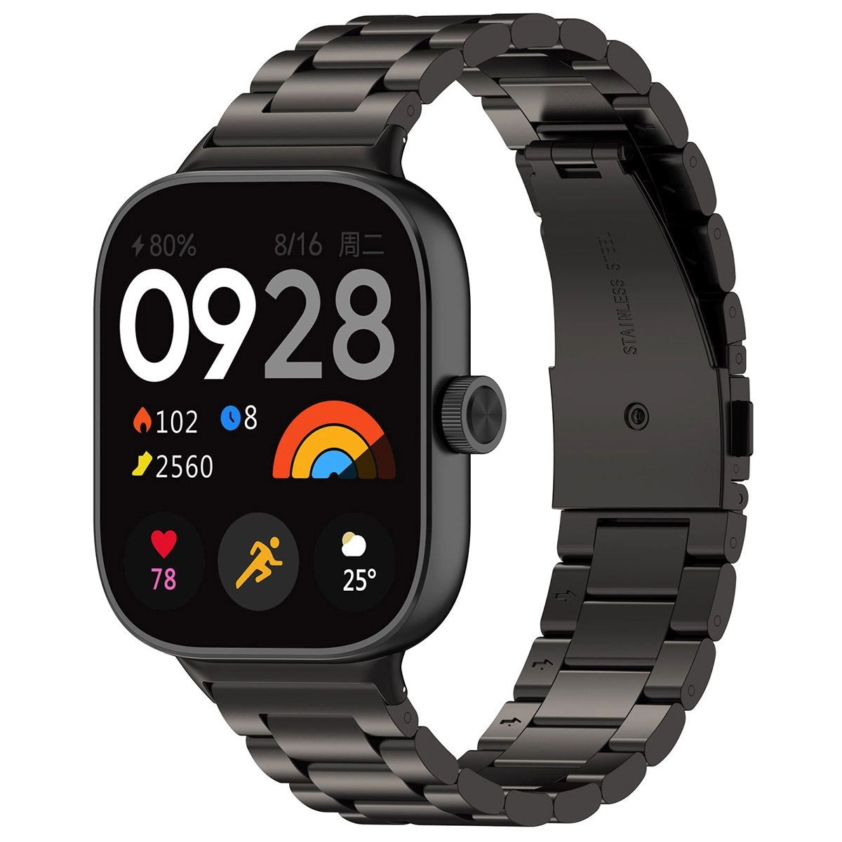 Bransoleta Bizon ze stali nierdzewnej Aura do Xiaomi Smart Band 9 Pro/8 Pro / Redmi Watch 5/4 Czarny