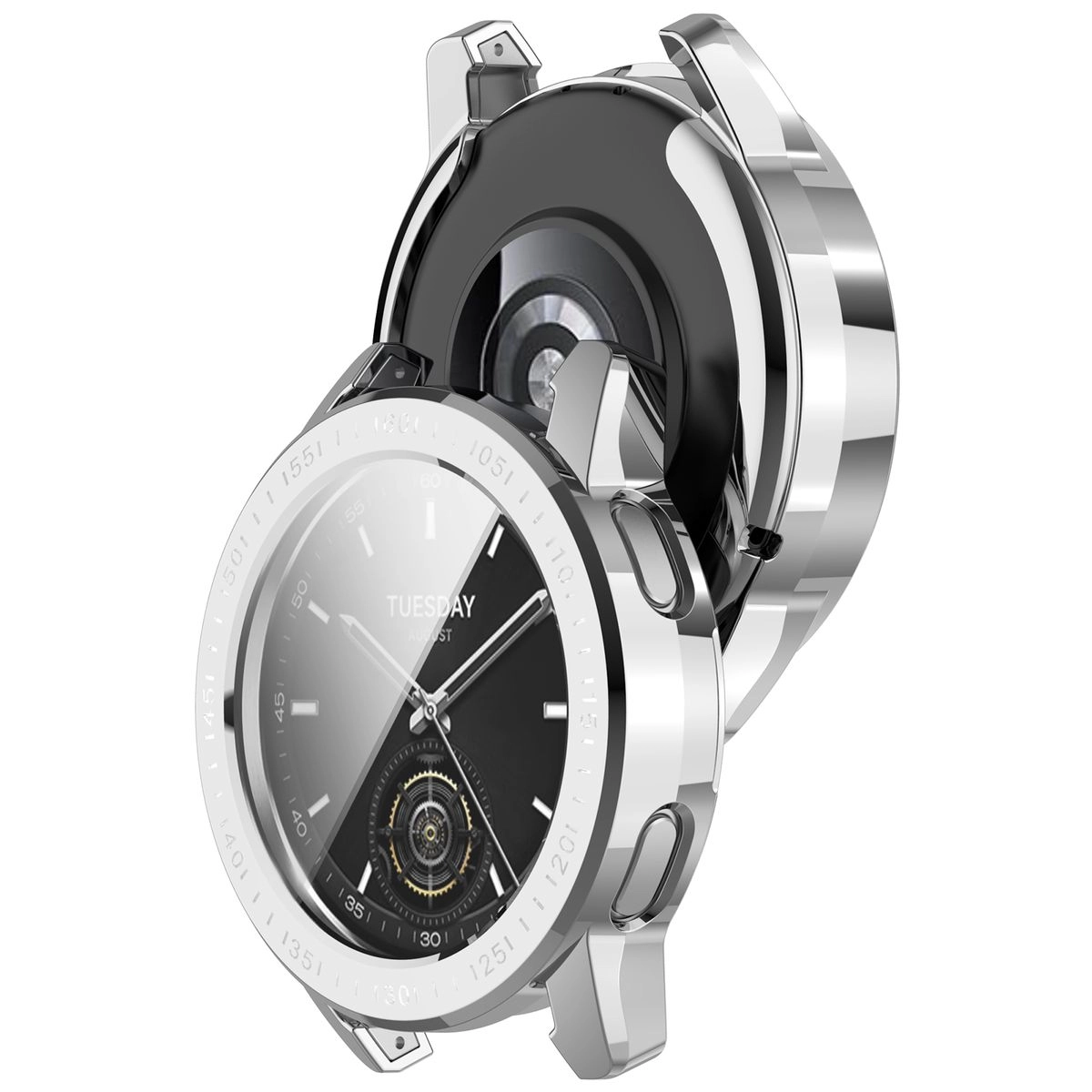 Nakładka na tarczę Bizon Felipe do Xiaomi Watch S3 47mm Srebrny