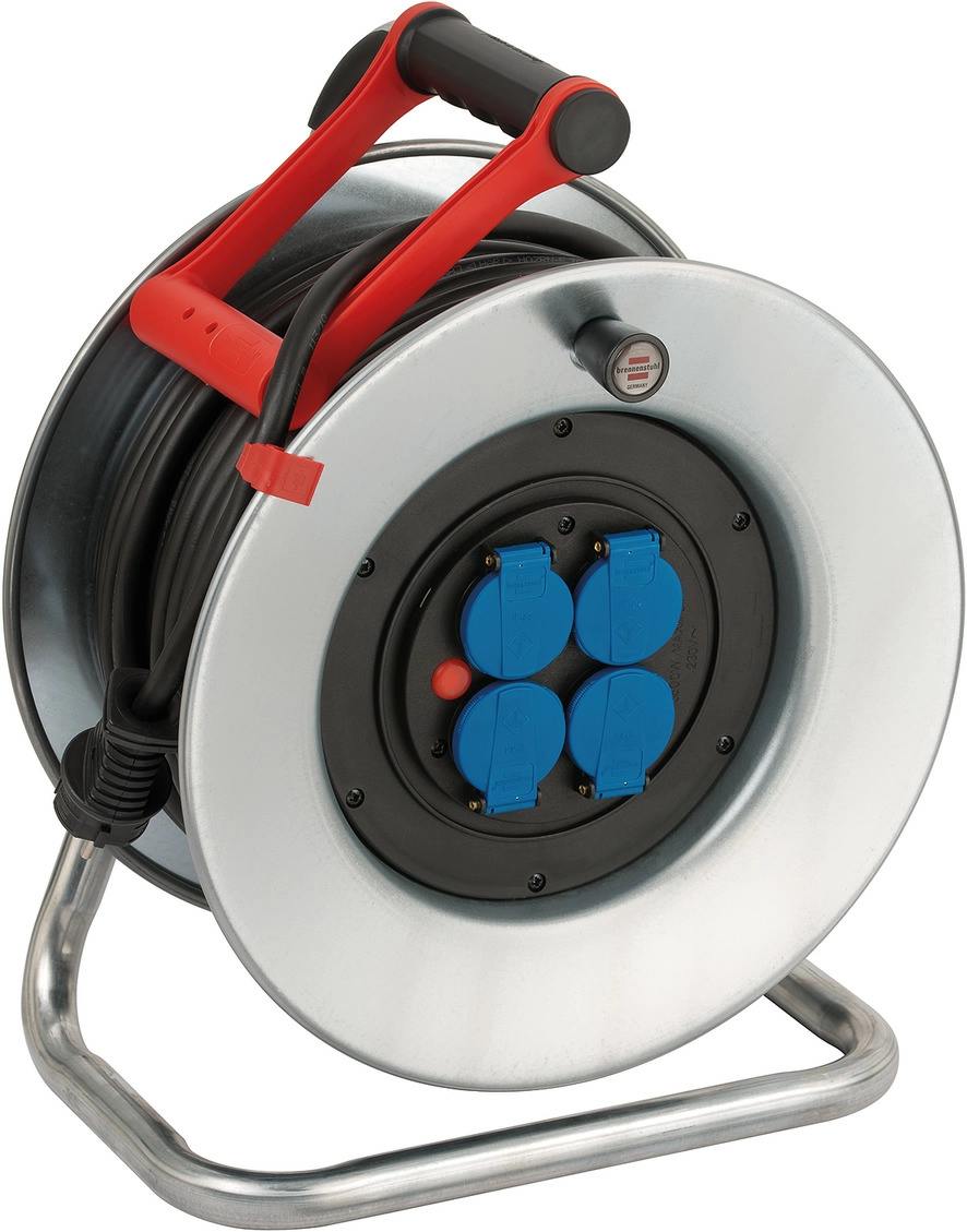 Przedłużacz bębnowy Brennenstuhl Garant S IP44 / 4 gniazda 25m Blacha stalowa Srebrny