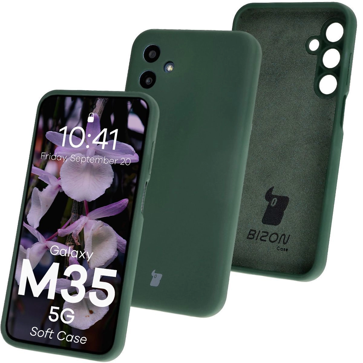 Etui Bizon Silikonowe Soft do Galaxy M35 5G Ciemnozielony