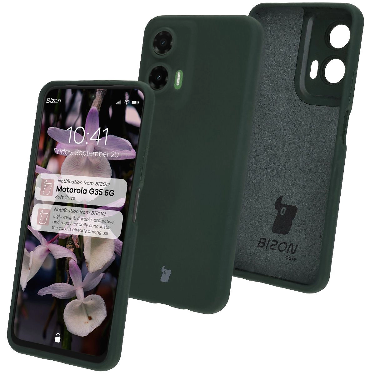 Etui Bizon Silikonowe Soft do Motorola Moto G35 5G Ciemnozielony