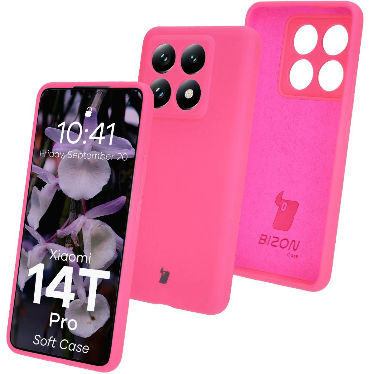 Etui Bizon Silikonowe Soft do Xiaomi 14T Pro Neonowo-różowy