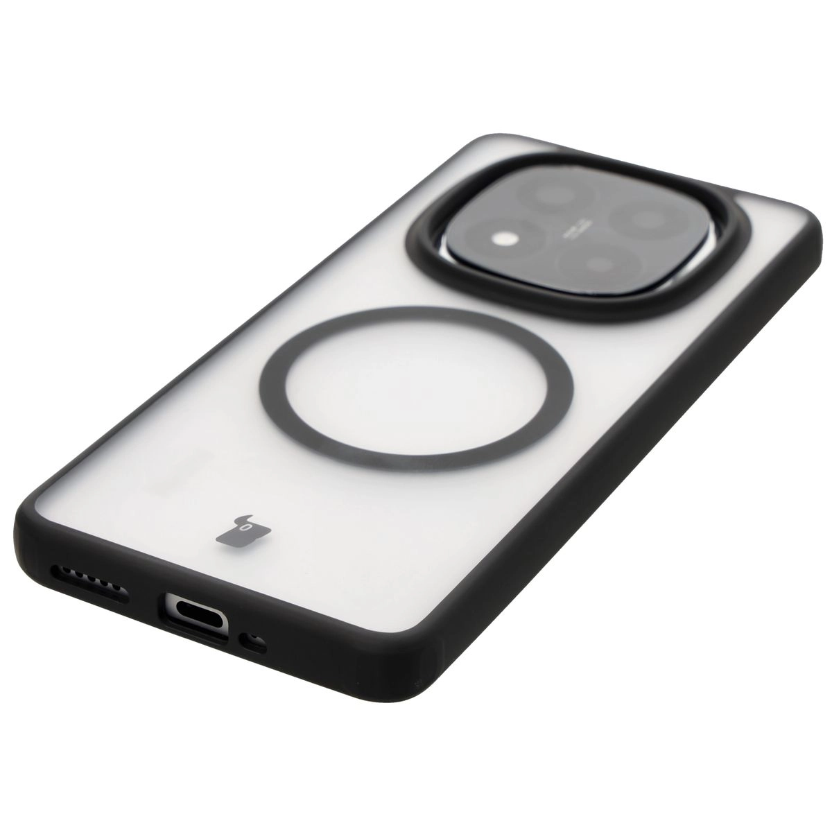 Etui Bizon MatteO z MagSafe do Xiaomi Redmi Note 14 Pro 5G / 14 Pro Plus 5G / Poco X7 Półprzezroczyste z czarną ramką