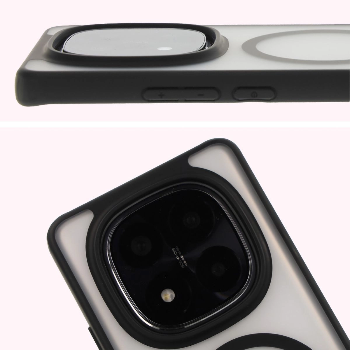 Etui Bizon MatteO z MagSafe do Xiaomi Redmi Note 14 Pro 5G / 14 Pro Plus 5G / Poco X7 Półprzezroczyste z czarną ramką