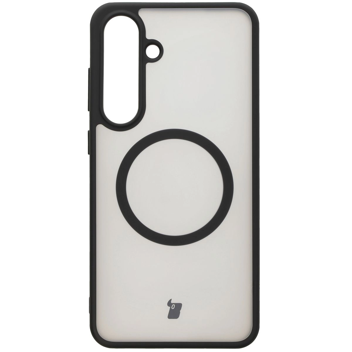 Etui Bizon MatteO z MagSafe do Galaxy S25 Plus Półprzezroczyste z czarną ramką