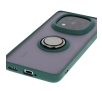Etui Bizon z uchwytem na palec Hybrid Ring do Xiaomi Redmi Note 14 Pro Plus 5G Przydymione z ciemnozieloną ramką