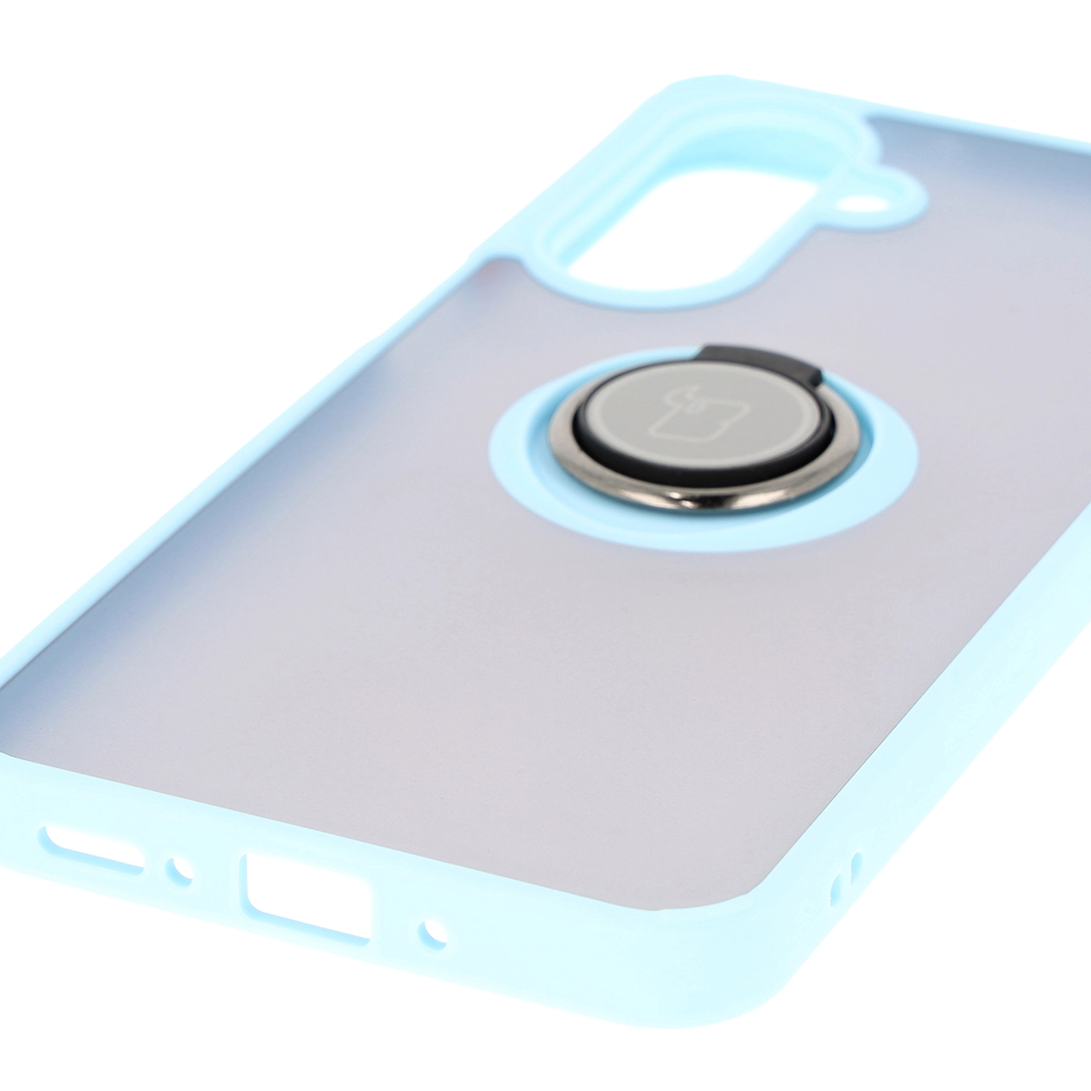 Etui Bizon z uchwytem na palec Hybrid Ring do Galaxy A26 5G Przydymione z jasnoniebieską ramką