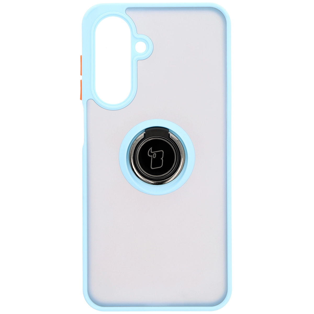 Etui Bizon z uchwytem na palec Hybrid Ring do Galaxy A26 5G Przydymione z jasnoniebieską ramką