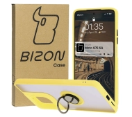 Bizon z uchwytem na palec Hybrid Ring do Motorola Moto G75 5G Przydymione z żółtą ramką