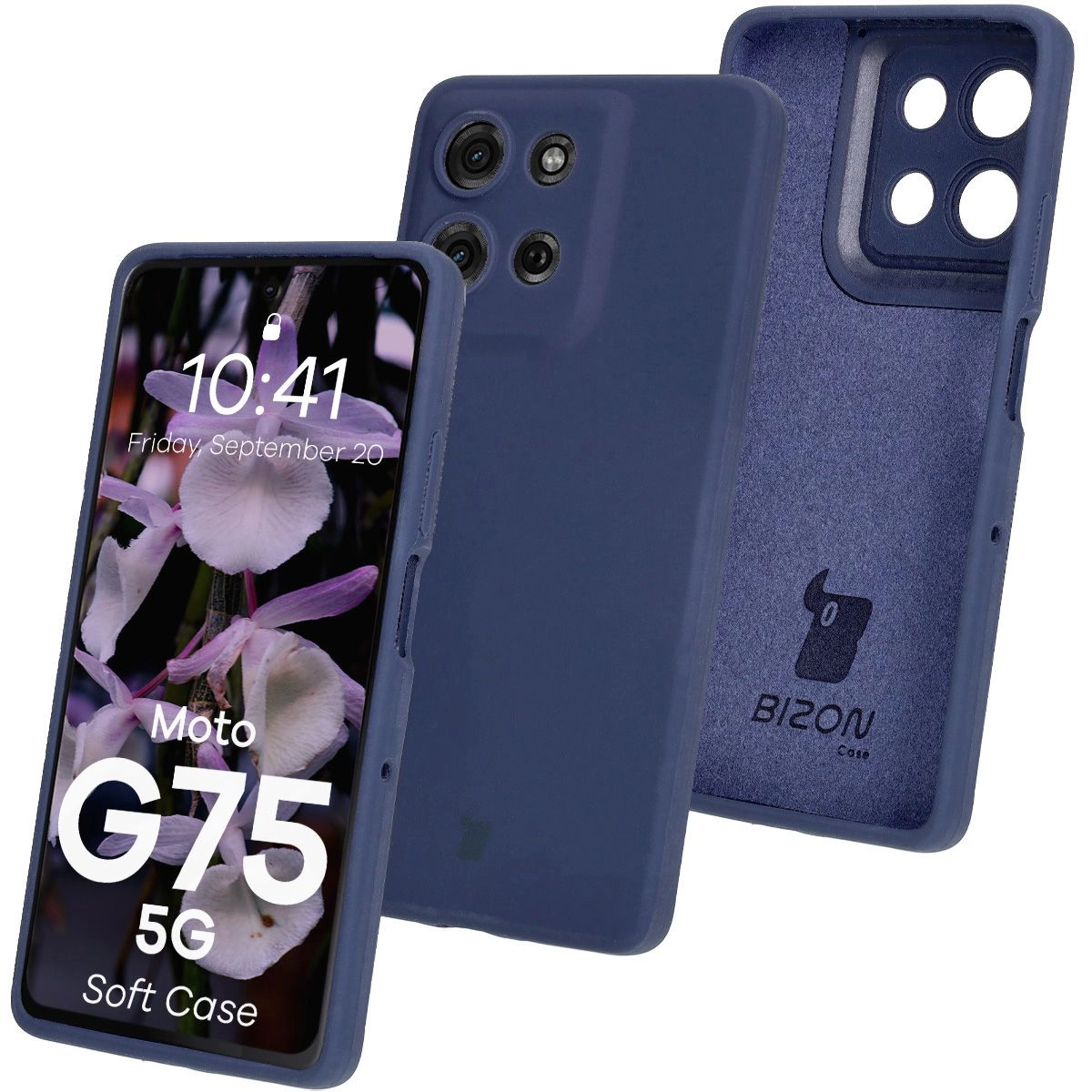 Etui Bizon Silikonowe Soft do Motorola Moto G75 5G Ciemno-niebieski