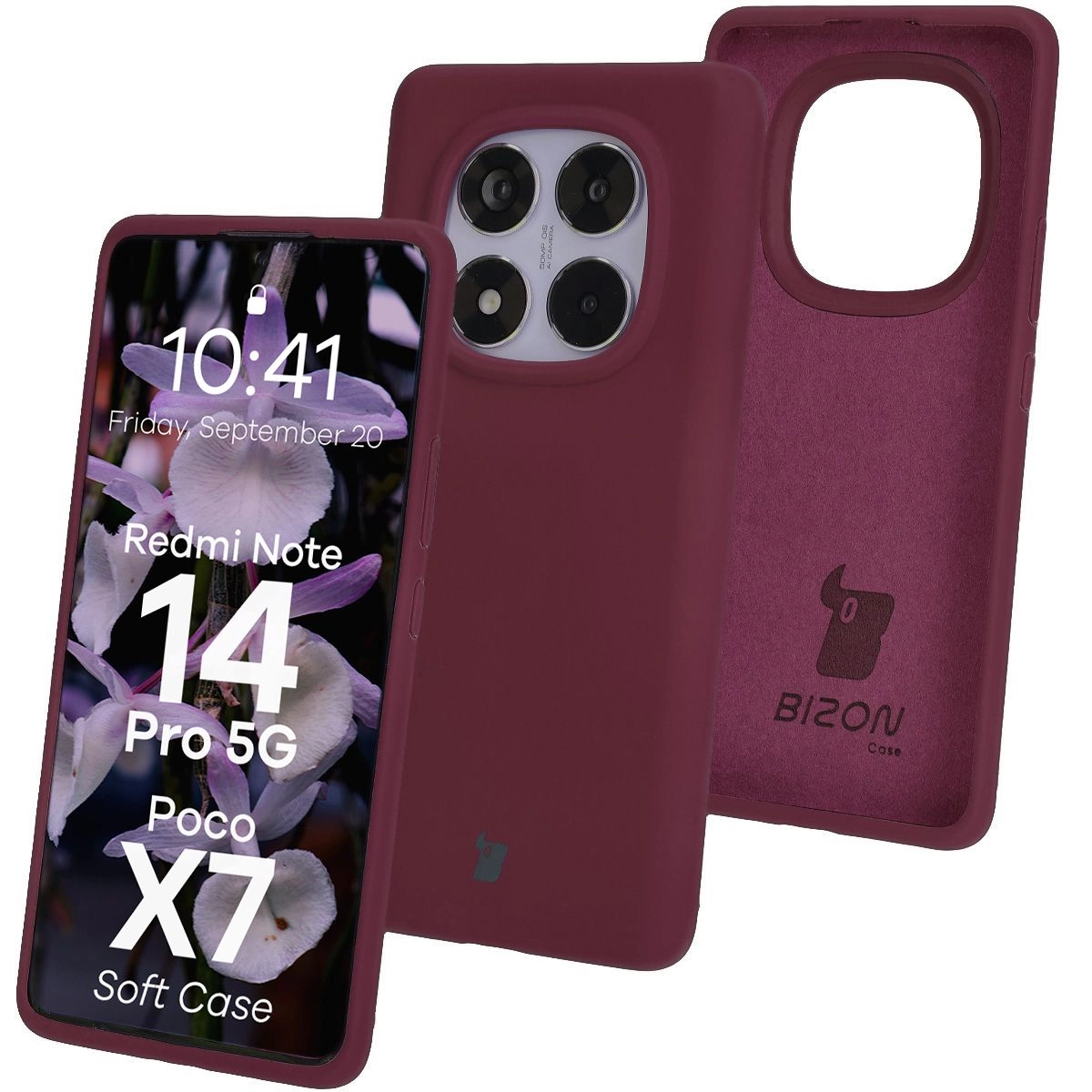 Etui Bizon Silikonowe Soft do Xiaomi Redmi Note 14 Pro 5G/Poco X7 Ciemno-fioletowy