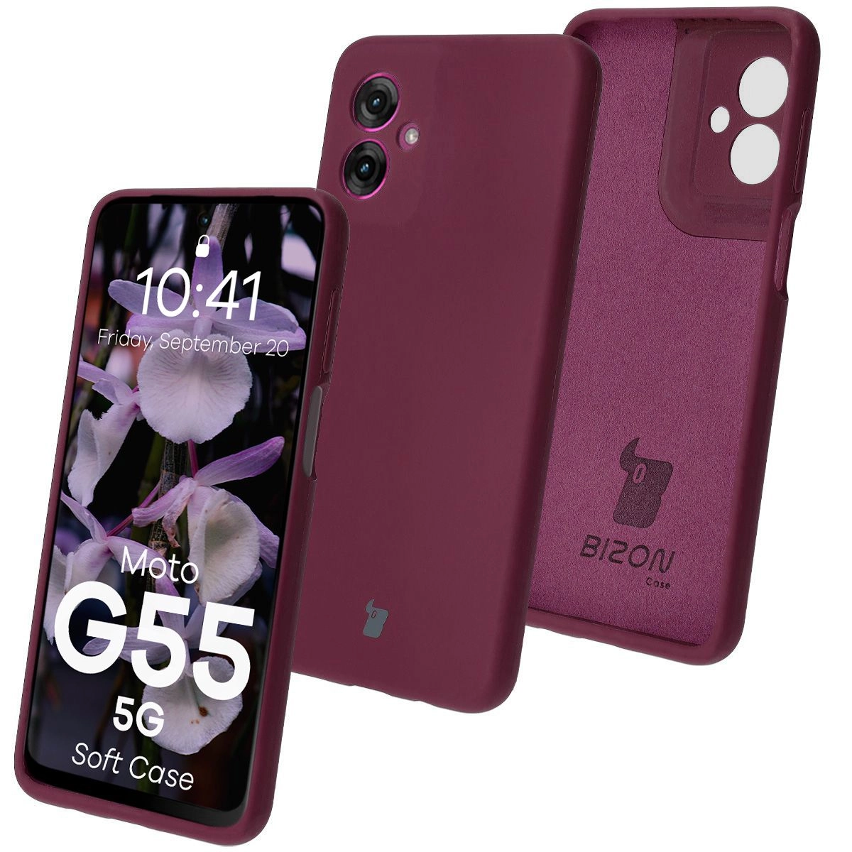 Etui Bizon Silikonowe Soft do Motorola Moto G55 5G Ciemno-fioletowy