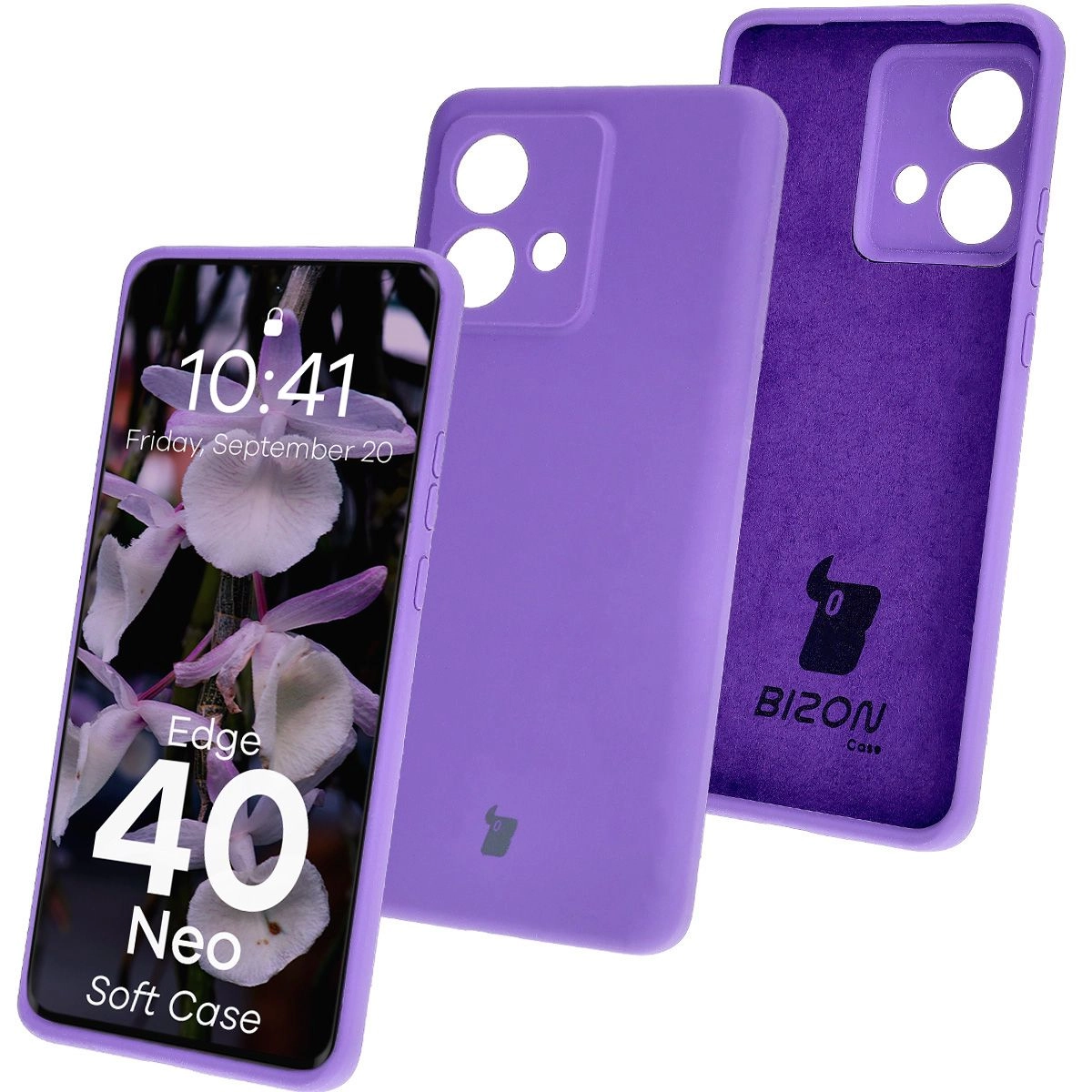 Etui Bizon Silikonowe Soft do Motorola Edge 40 Neo głęboki fiolet