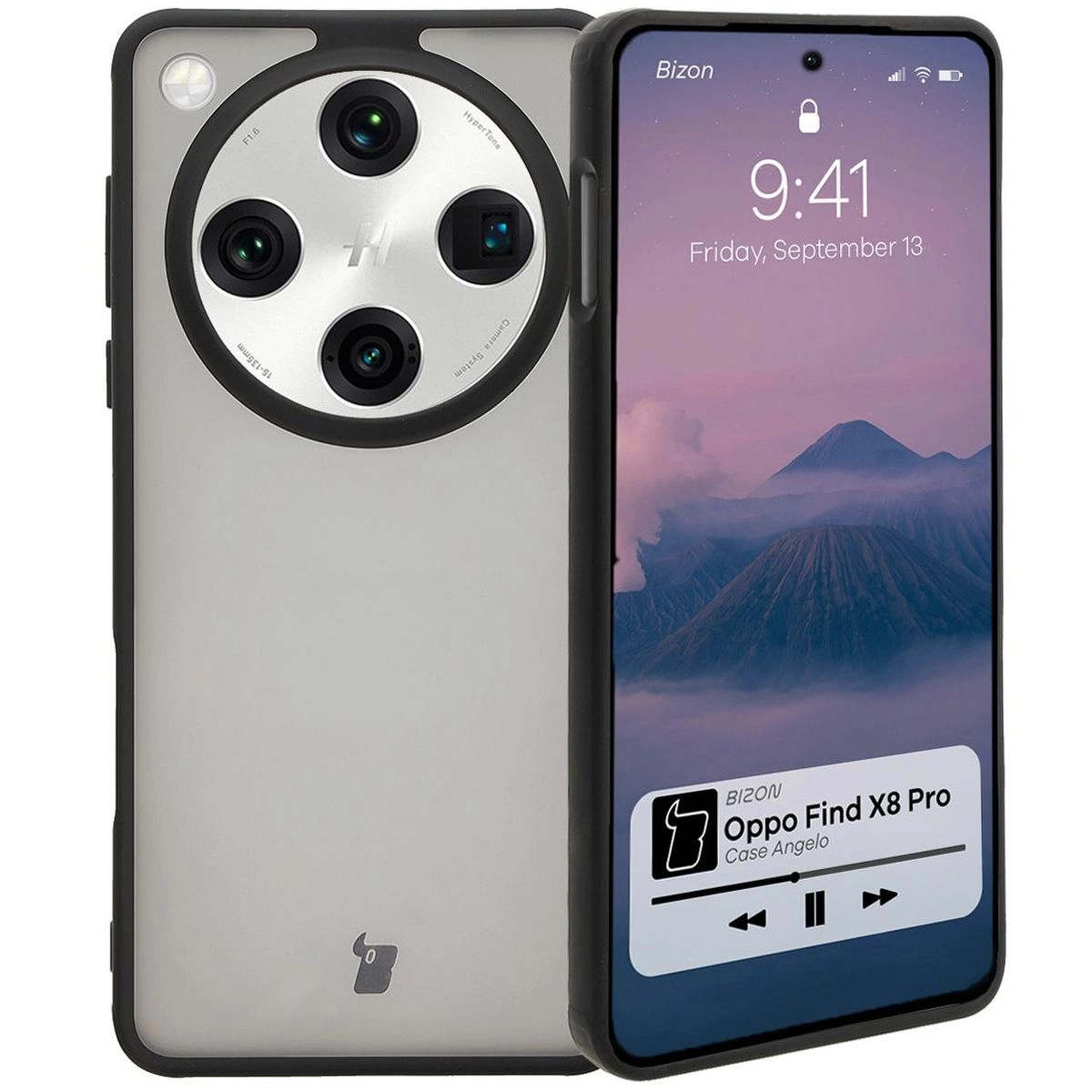 Etui Bizon Angelo do Oppo Find X8 Pro Przydymione z czarną ramką