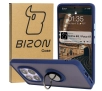 Etui Bizon z uchwytem na palec Hybrid Ring do Xiaomi Redmi Note 14 Pro 5G / Poco X7 Przydymione z granatową ramką