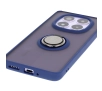 Etui Bizon z uchwytem na palec Hybrid Ring do Xiaomi Redmi Note 14 Pro 5G / Poco X7 Przydymione z granatową ramką