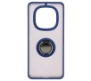 Etui Bizon z uchwytem na palec Hybrid Ring do Xiaomi Redmi Note 14 Pro 5G / Poco X7 Przydymione z granatową ramką