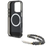 Etui Guess Palm Trees Triangle Pearl Strap MagSafe do iPhone 16 Pro Max Czarny