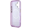 Etui Guess Glitter Flowers Triangle Buttons MagSafe do iPhone 16 Fioletowy