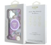 Etui Guess Glitter Flowers Triangle Buttons MagSafe do iPhone 16 Fioletowy