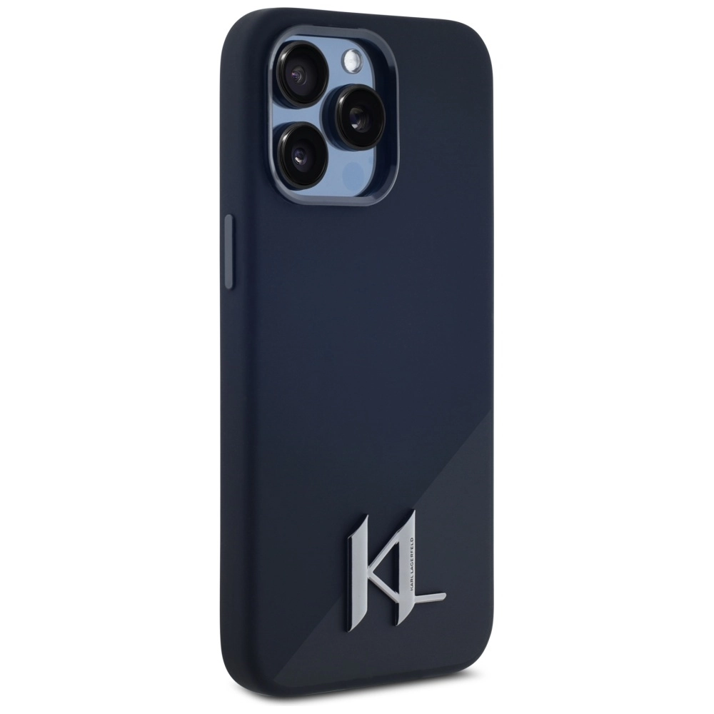 Etui Karl Lagerfeld Silicone Shadow Metal Initial MagSafe do iPhone 15 Pro Max Czarny