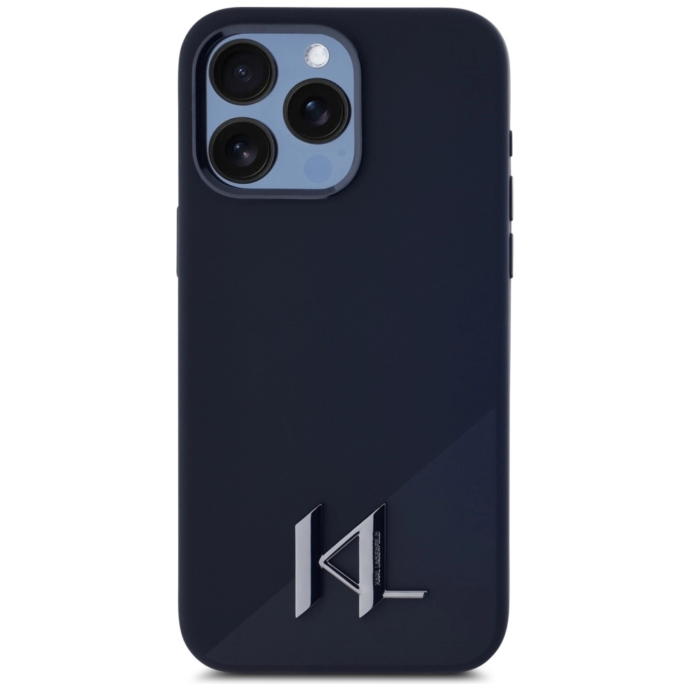 Etui Karl Lagerfeld Silicone Shadow Metal Initial MagSafe do iPhone 15 Pro Max Czarny