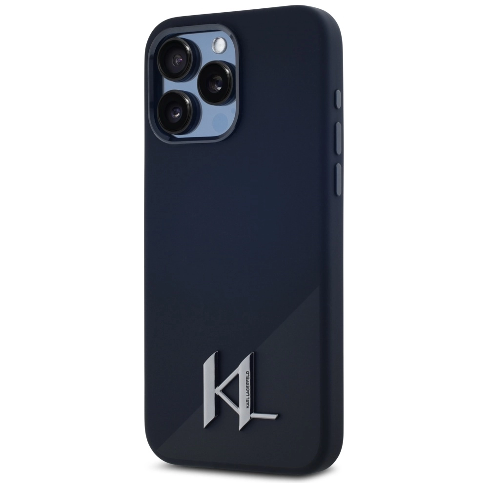 Etui Karl Lagerfeld Silicone Shadow Metal Initial MagSafe do iPhone 15 Pro Max Czarny