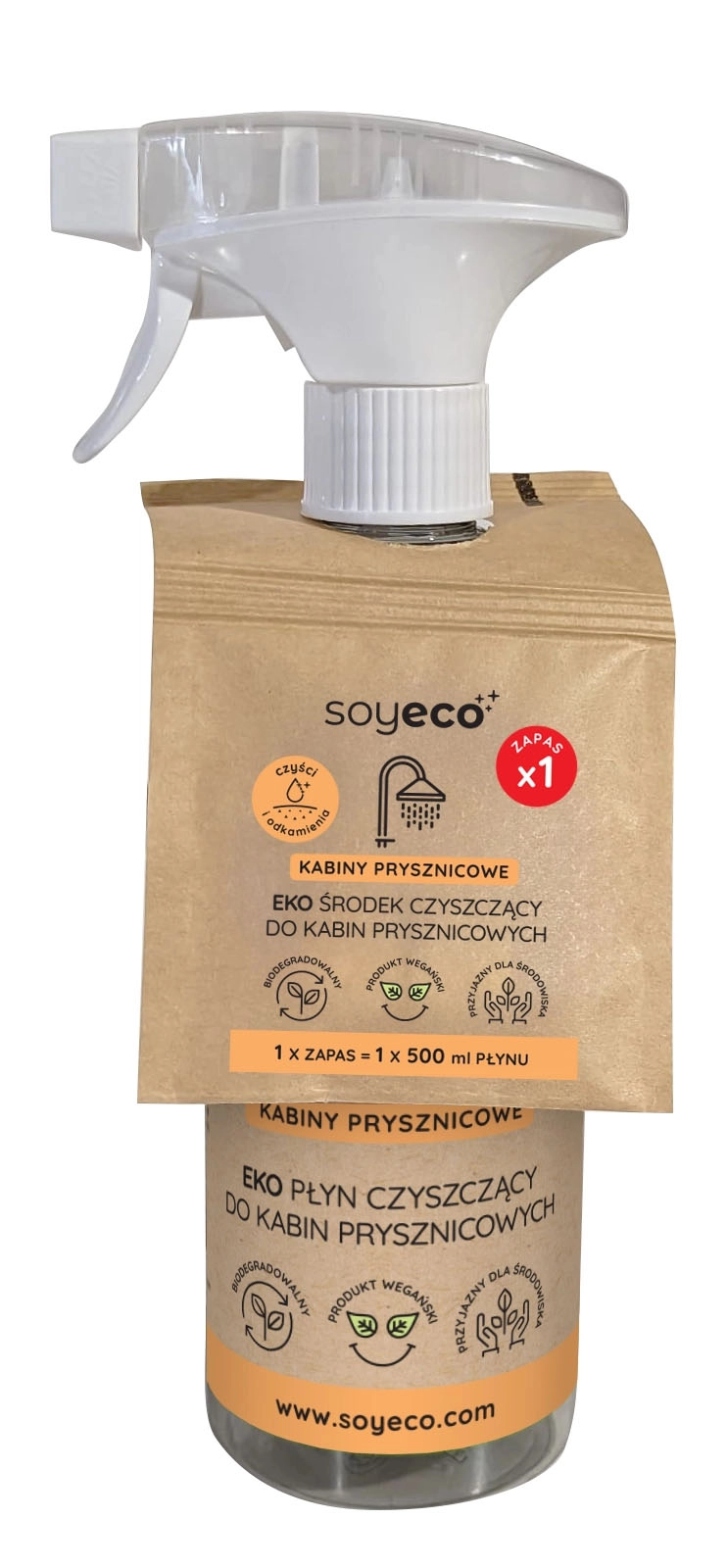 Płyn Soyeco do czyszczenia kabin prysznicowych 0,5l + wkład 0,5l