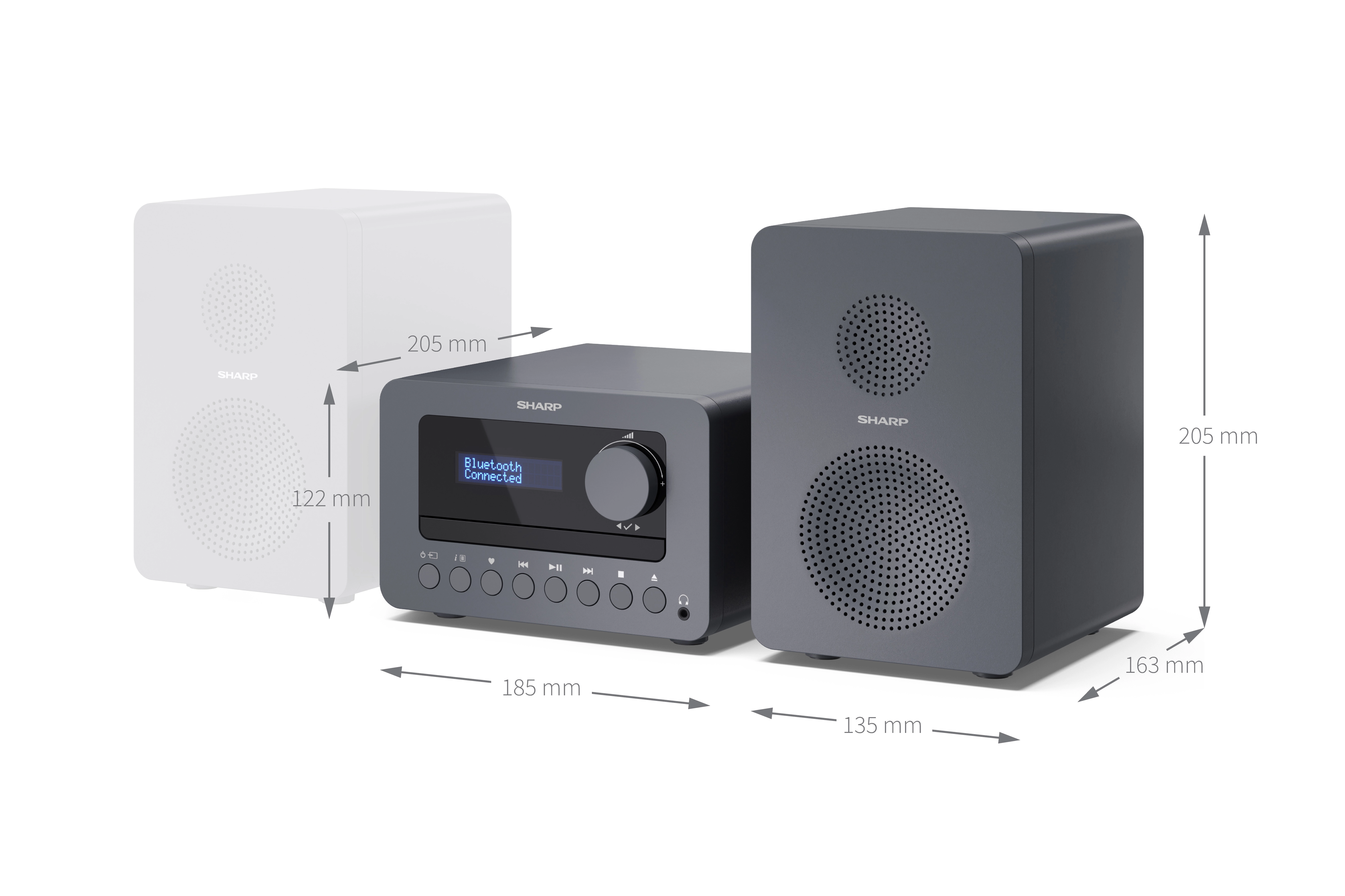 Wieża Sharp TOKYO XL-B514 20W Bluetooth Radio FM Szary