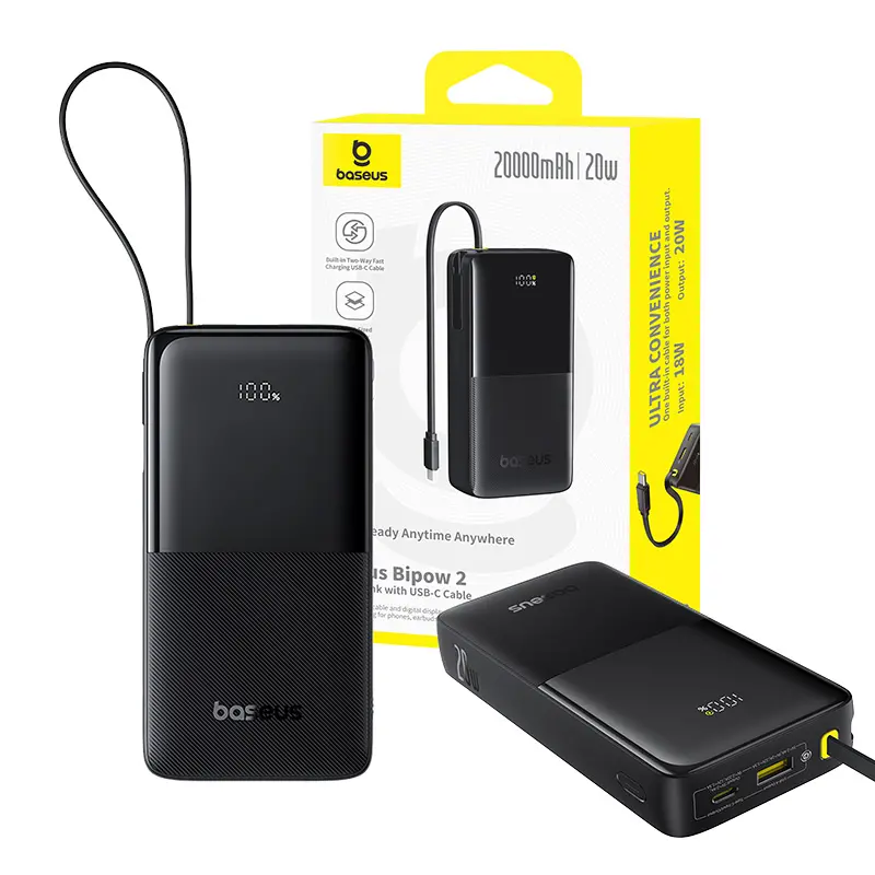 Powerbank Baseus Dwupak Bipow 2 Digital Display 20000mAh 20W Czarny