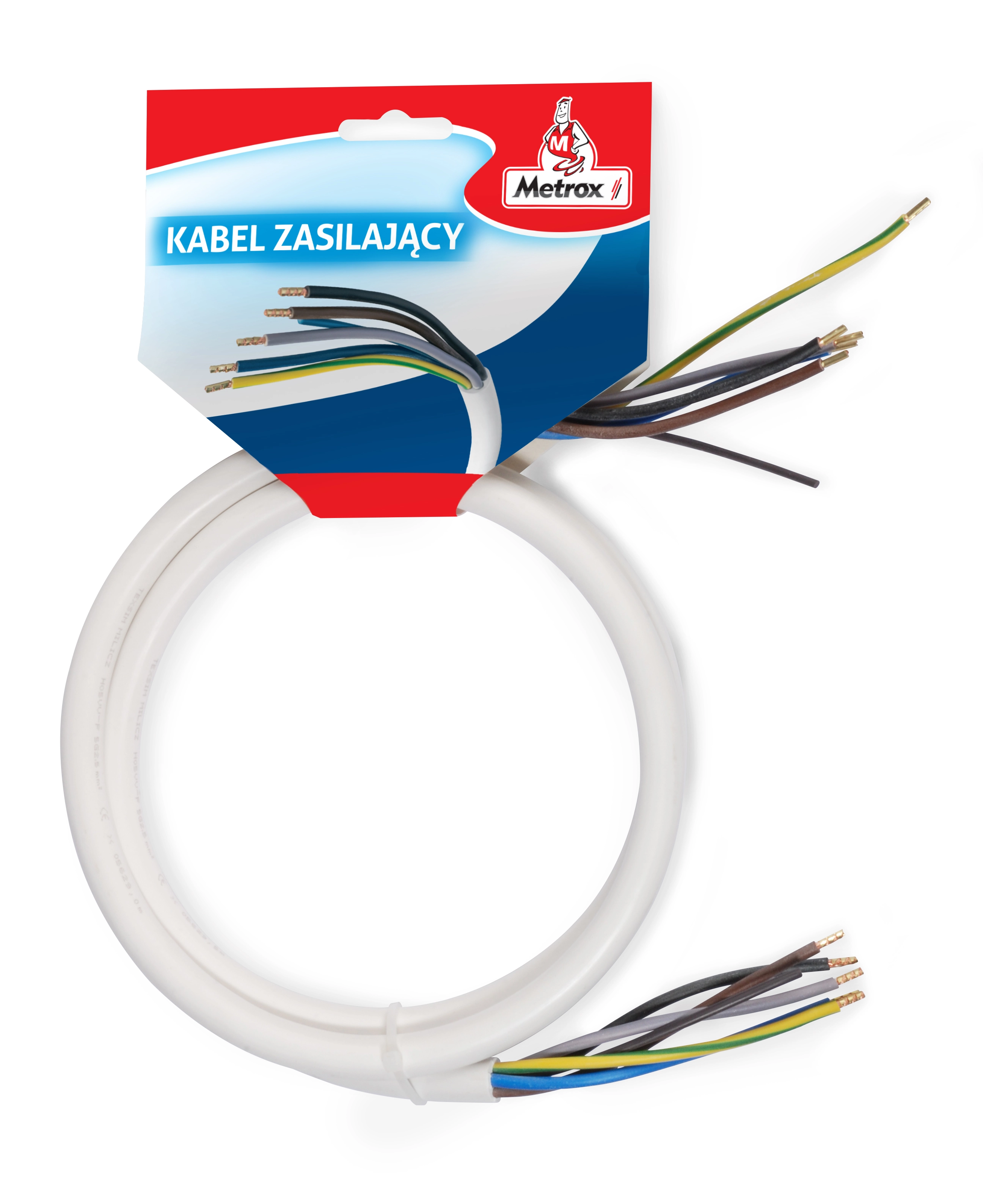 Kabel zasilający Metrox H05VV-F 5x2,5 dł.1,5 m (H05VV-F 5G2,5 L-1500; art. 1351712/1725)