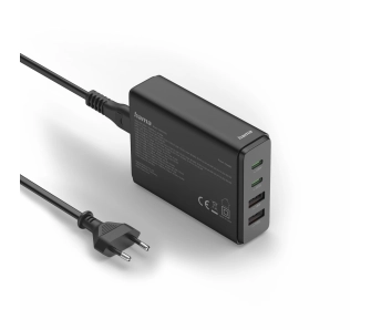 Ładowarka sieciowa Hama GaN 65W 2x USB-C  2x USB-A Czarny