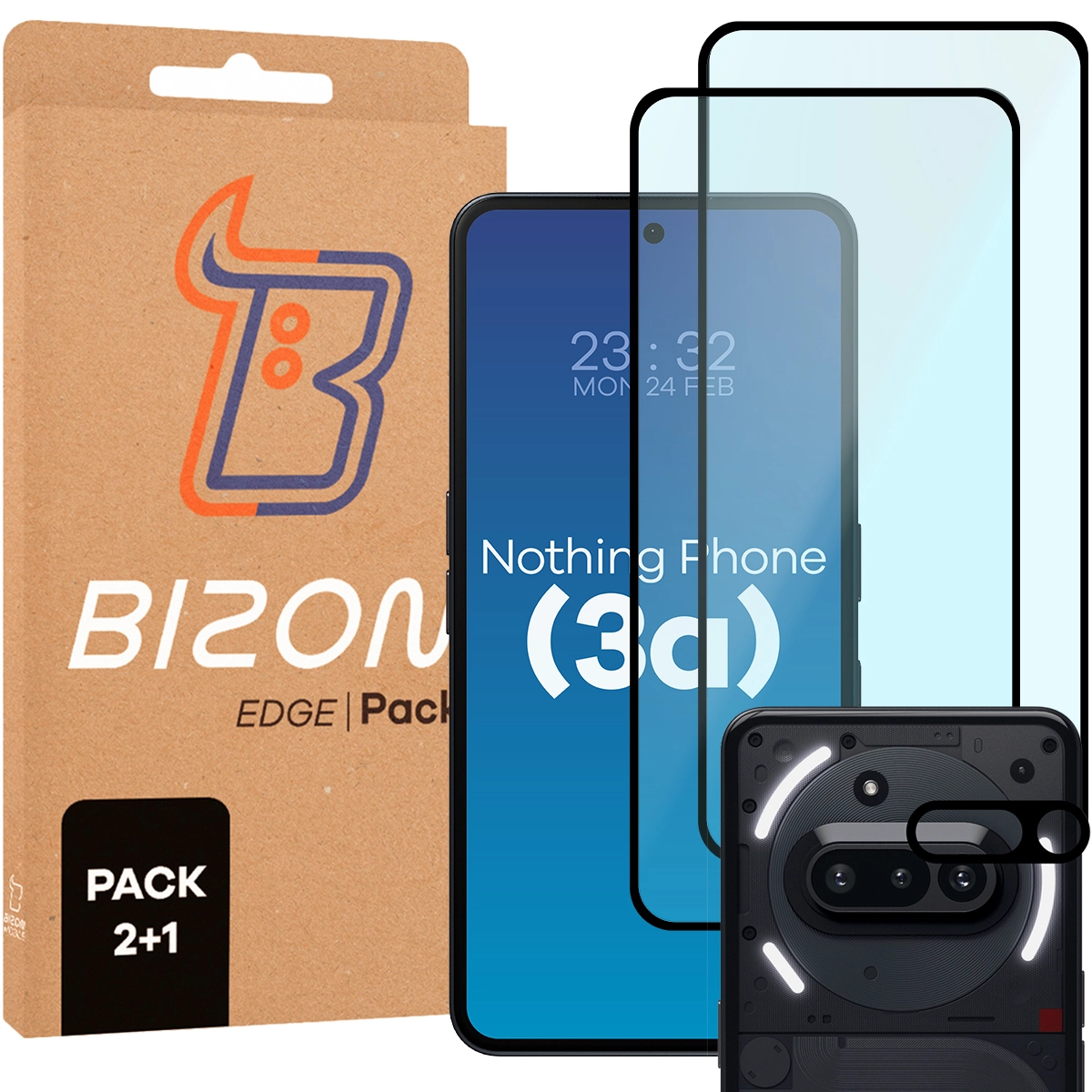 Zestaw ochronny Bizon 2x Szkło + szybka na aparat Edge 2 Pack do Nothing Phone 3a